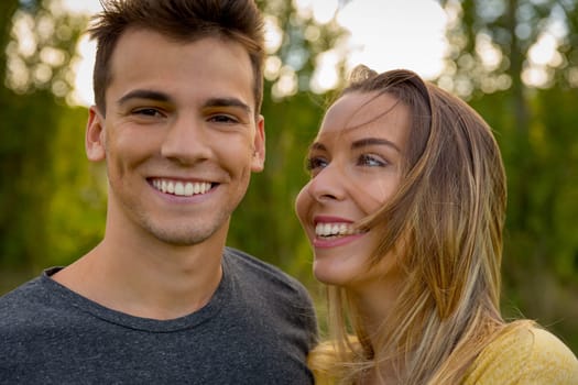 Portrait of a happy young couple in love