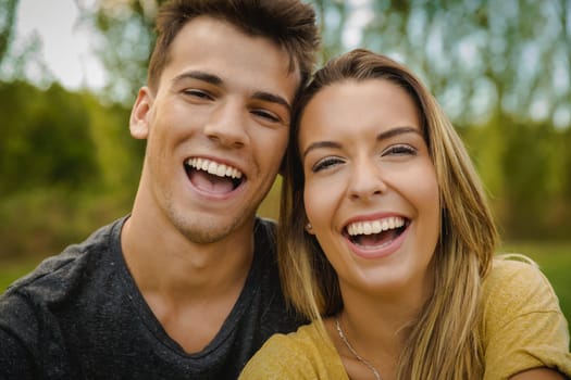 Portrait of a happy young couple in love