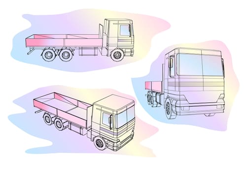 truck set on multicolor background. 10 EPS