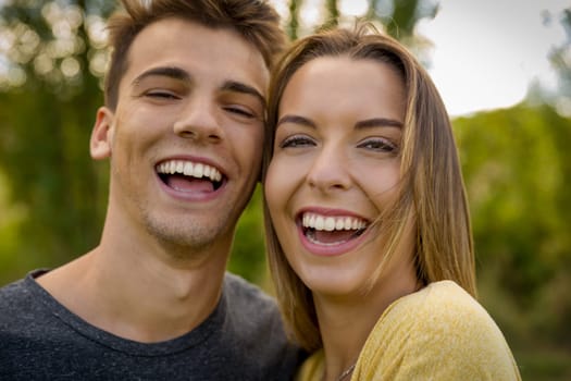 Portrait of a happy young couple in love