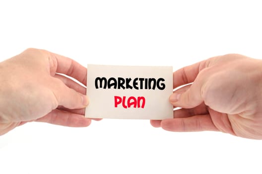 Marketing plan text concept isolated over white background