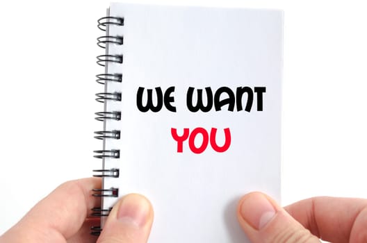 We want you text concept isolated over white background