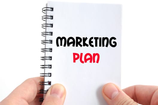 Marketing plan text concept isolated over white background