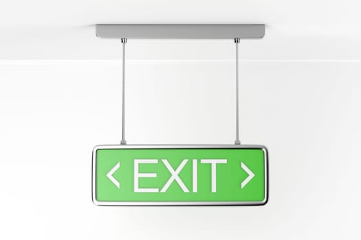 Emergency exit sign in the building