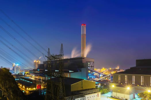 Glow light of petrochemical industry at night, hong kong