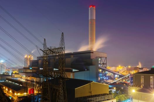 Glow light of petrochemical industry at night, hong kong