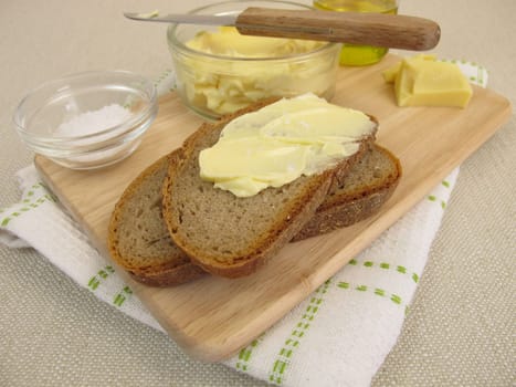 Homemade vegan margarine on bread