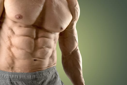 Man's body part, showing perfect ripped abs.