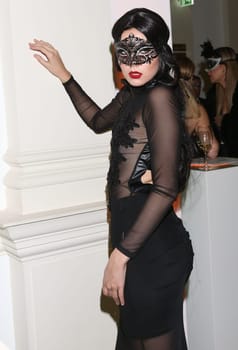 Nathalie Volk in a bizarre outfit at this year's Bal Masque at MKG Hamburg on 18.02.2017