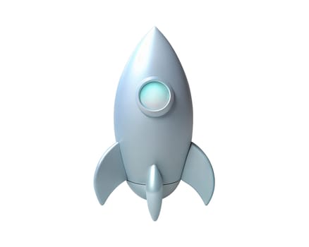 A sleek, futuristic 3D icon of a rocket, isolated on white background, perfect for space, technology, and innovation themes. Features smooth metallic finish with glowing details, symbolizing progress and exploration.