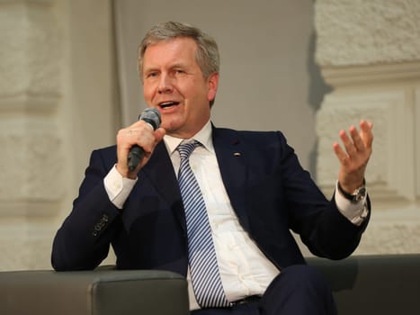 Former Federal President Christian Wulff (CDU) at a panel discussion in Magdeburg on 22.02.2017