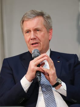 Former Federal President Christian Wulff (CDU) at a panel discussion in Magdeburg on 22.02.2017