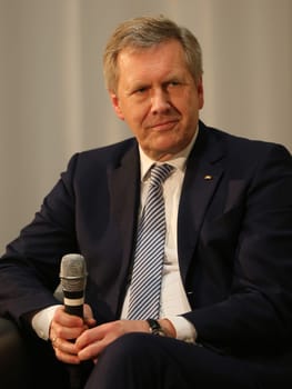 Former Federal President Christian Wulff (CDU) at a panel discussion in Magdeburg on 22.02.2017