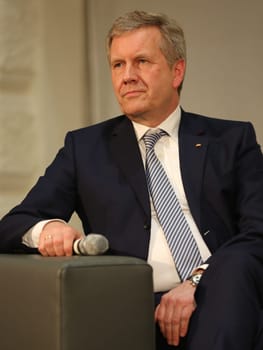 Former Federal President Christian Wulff (CDU) at a panel discussion in Magdeburg on 22.02.2017