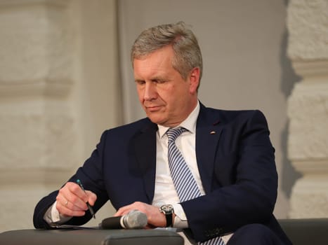 Former Federal President Christian Wulff (CDU) at a panel discussion in Magdeburg on 22.02.2017