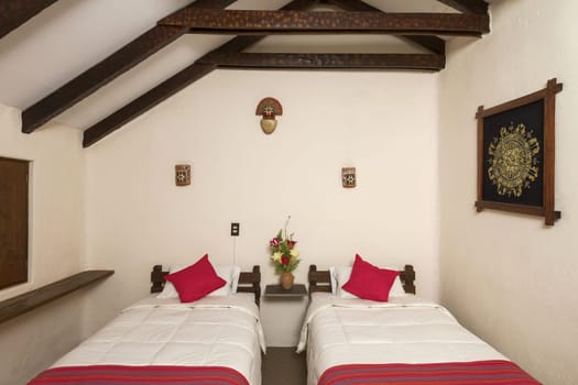 CHIVAY, AREQUIPA, PERU - NOVEMBER 25, 2015: Room interier in a traditional hotel in Chivay, Arequipa, Peru.