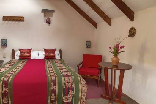 CHIVAY, AREQUIPA, PERU - NOVEMBER 25, 2015: Room interier in a traditional hotel in Chivay, Arequipa, Peru.