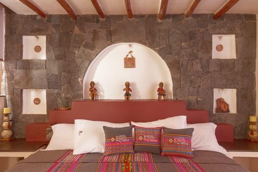 CHIVAY, AREQUIPA, PERU - NOVEMBER 25, 2015: Room interier in a traditional hotel in Chivay, Arequipa, Peru.