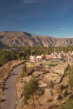 View of Chivay town in Peru.