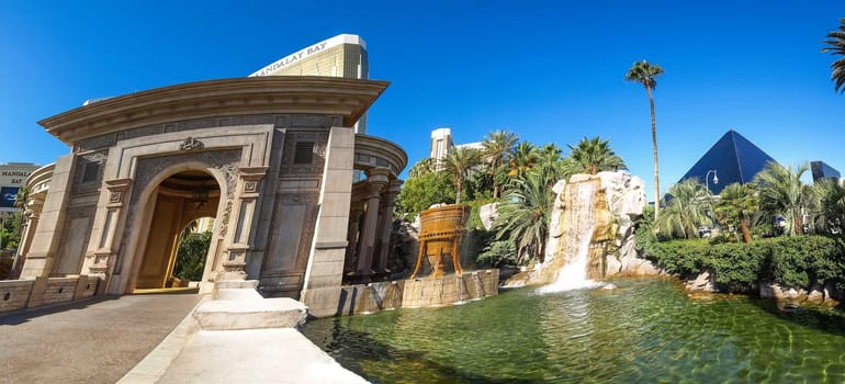 Las Vegas, USA - 15 July 2013: Walking in Las Vegas. City streets. Commercial and private buildings. Street life.