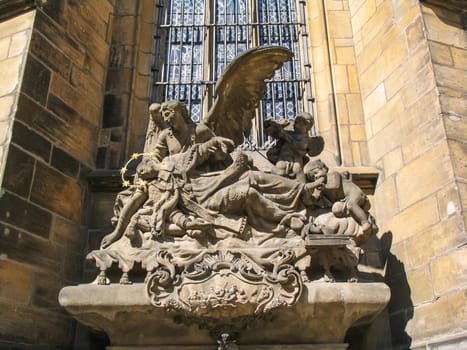 Prague, Czech Republic - August 23, 2016: Attractions of city Prague. Statues and monuments. Historical Buildings