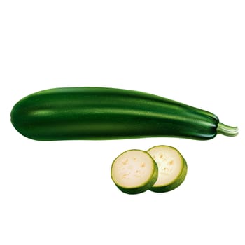 Zucchini isolated realistic illustration on white background.