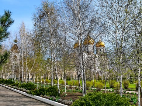 Holy Assumption Monastery, Russia - April 5, 2012: Monastery of the Holy Dormition, appearance of the monastery and the area near it.