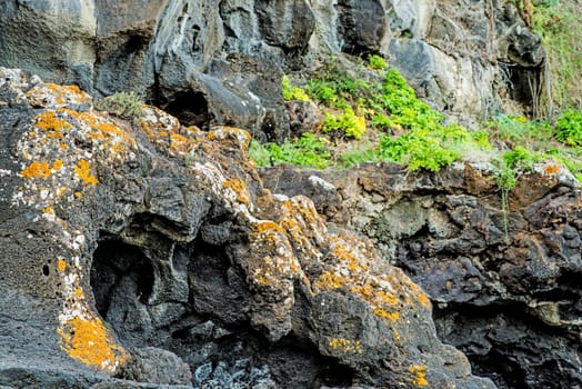 Volcanic coast of Tenerife with solidified lava