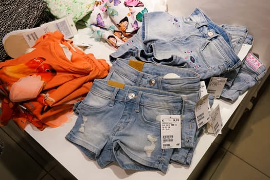 Clothing for children in an H&M branch in downtown Berlin