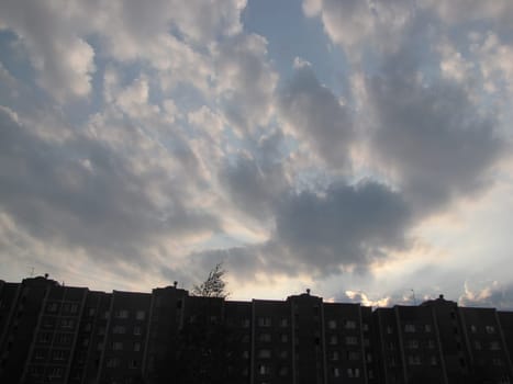 The sky with clouds at sunset. Landscape heaven.