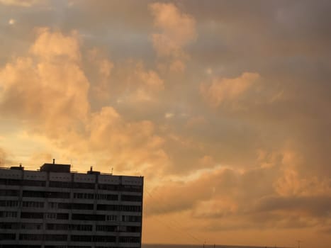 The sky with clouds at sunset. Landscape heaven.