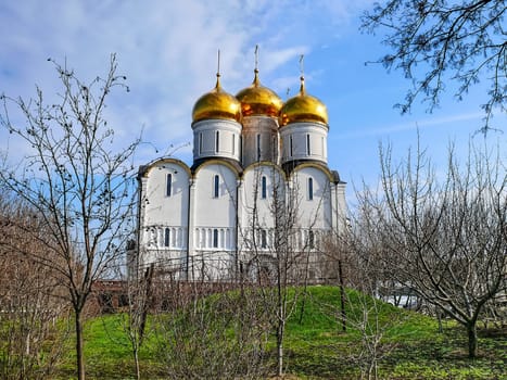 Holy Assumption Monastery, Russia - April 5, 2012: Monastery of the Holy Dormition, appearance of the monastery and the area near it.