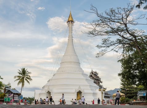 MAE HONG SON, THAILAND - NOVEMBER 20, 2015: Burmese-style chedi of Wat Phra That Doi Kong Mu in Mae Hong Son, Thailand.