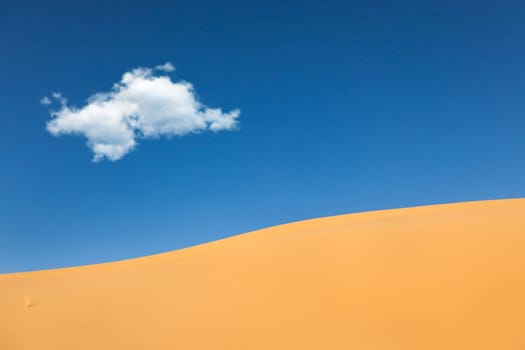 Desert  Sand dunes with white cloud in blue sky