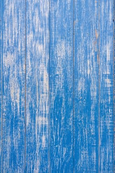 Old blue wooden background. Texture background for design. Front view with copy space.