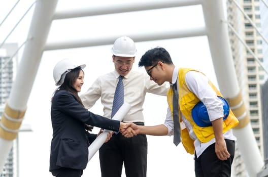 Business handshake. Architects handshake and business people concept. Partnership, Deal.