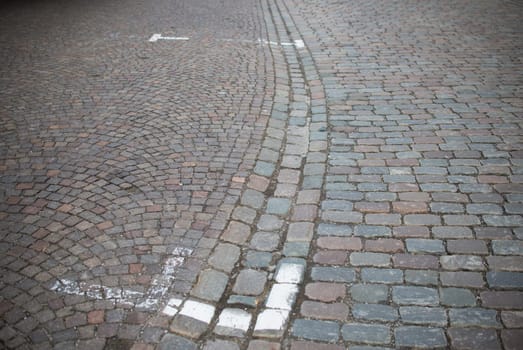 close up on car parking line on sidewalk