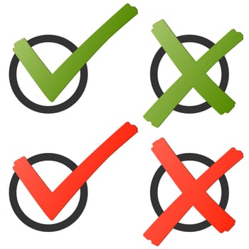 collection of red and green check marks and crosses to symbolize success