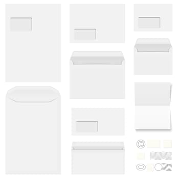 big collection of white envelopes,stationery and different post marks