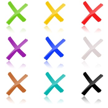 collection of colored crosses with reflection to symbolize election