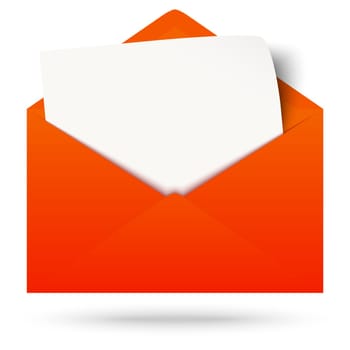 red envelope opened with empty white paper and shadow