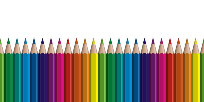 seamless colored pencils row on lower side