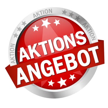 colored button with banner and text promotional offer