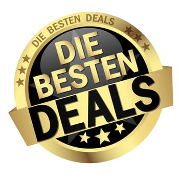 colored button with banner and text The best deals