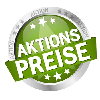 colored button with banner and text promotional prices