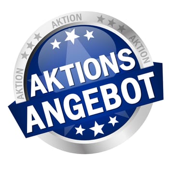colored button with banner and text promotional offer