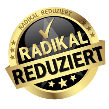 colored button with banner and text Radikal reduced