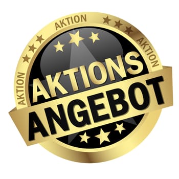 colored button with banner and text promotional offer