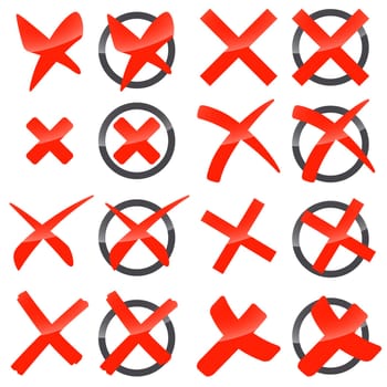 collection of different red crosses to symbolize elections
