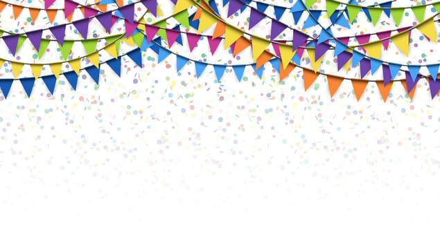 colored garlands and confetti background for party or festival usage